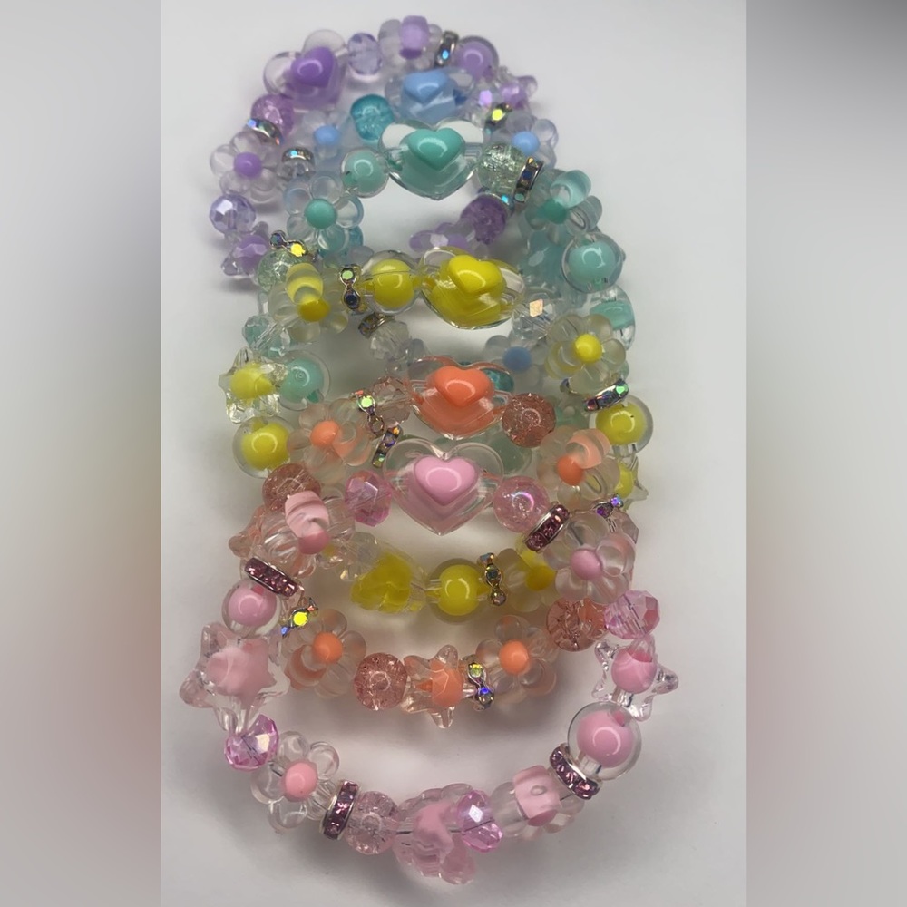 6 handmade floral bracelets for girls 2-10